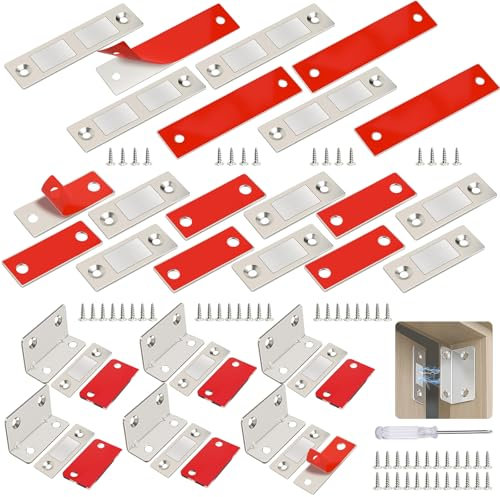 16 Stück Magnetschnäpper Magnete für Schranktüren, 6pcs Ultra Dünn Türmagnete, 6pcs L-Shaped Türmagnete Selbstklebend,4pcs Schrankmagnete Stark Türschließer Doppelt Magnete Schubladen Magnetverschlus
