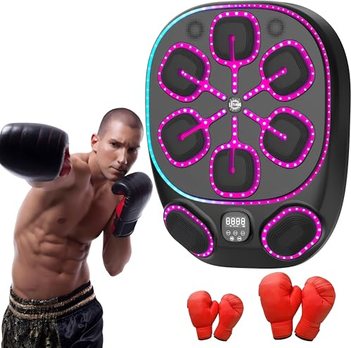 Music Boxing Machine mit LED, Bluetooth, 9 Geschwindigkeiten & Zählmodus | Elektronische Musik-Boxmaschine für Kinder & Erwachsene, interaktiver Boxtrainer für Training zu Hause & im Fitnessstudio
