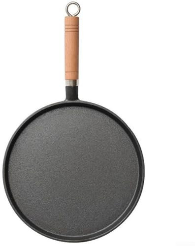 babominimer Cast Iron Pancake Pan With Wooden Handle Thickened Skillet For Home Cooking,20Cm 23Cm 26Cm Black Pre-Seasoned Frying Pan For Crepes Pancakes Tortillas(23cm)
