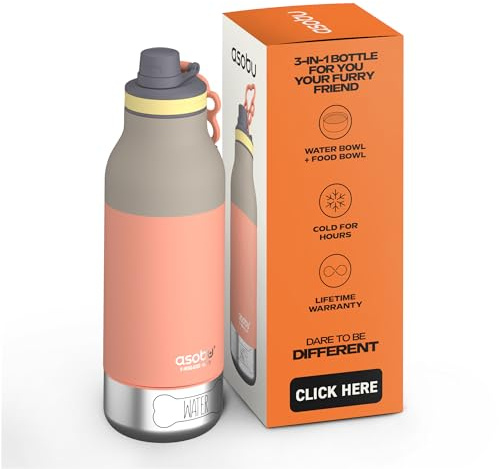 ASOBU Borraccia Buddy Pastel Peach Orange 1l perfetta per chi ama condividere ogni avventura con il proprio amico a quattro zampe