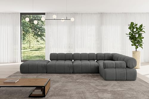 ALTDECOR Modulares Sofa Ecksofa in L-Form Corner modular Sofa Eckcouch Couch Wohnlandschaft Cauchsofa Polstersofa Felto-L2-380x190x70 cm Dunkelgrau