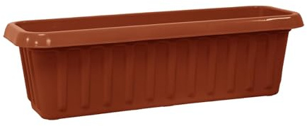simpa Plastic Chunky Garden Trough Planter Pots 50cm Length - TERRACOTTA, Single Pot - Suitable for Indoor or Outdoor Use with DIY Drainage Holes.