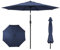 HOMSHADE 274 cm Parasol d'extérieur - Parasol de Table de Marché, de Piscine, Protection UV UPF50+ avec Bouton-Poussoir Inclinable, Manivelle et 8 Baleines Robustes (Bleu Marine, 2.74 m)