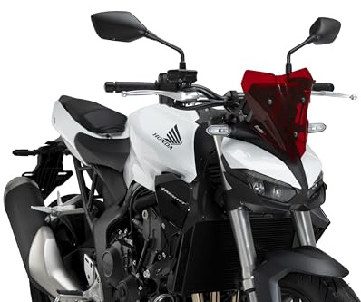 Puig 22381R New Generation Sport; aerodynamic sport windscreen; made of high-resistance PMMA; includes metal brackets and TÜV approval, Red