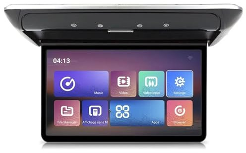 For SUV, camper, camper, monitor for auto da 19 pollici, lettore video multimediale, 4+64 GB, 1080P, TV da soffitto, display da tetto(4-64 IPS Touch Black)