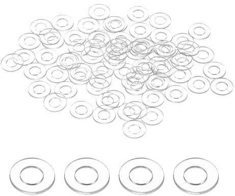 sourcing map Lot de 80 rondelles plates M3 en PVC transparent - 3 mm x 6 mm x 0,5 mm d'épaisseur - Pour poignée de porte de douche, barres porte-serviettes, transparentes