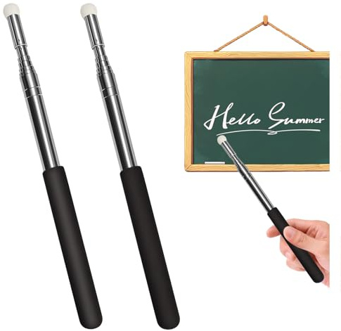Zeigestab Ausziehbar 2er Set 120cm, Teleskop Zeigestab für Whiteboard und Tafel, Ausziehbarer Teleskopstab aus rostfreiem Stahl, Rutschfester Griff für Präsentationen und Unterricht