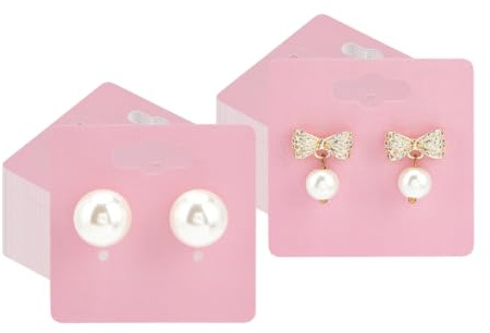 PH PandaHall 160pcs Cartes Présentoirs pour Boucles d'Oreilles Cartes Présentoirs Roses pour Boucles d'Oreilles Carte en Papier Étiquette Présentoir Carrée pour Bijou Vente Suspendues Salons Rangement