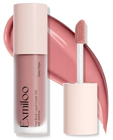Exmiloo Liquid Blush, Dewy Nude Mauve Rouge für Wangen | Dewy Nude Mauve für frische Wangen; cremig-flüssig, leicht zu verblenden, auch für reifere Haut.