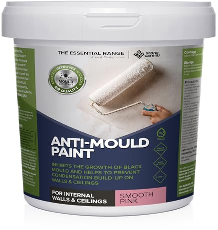 Stonecare4u Anti Mould Paint - Smooth Pink, 5 Litre - For Walls & Ceilings in Bathrooms, Kitchens & Bedrooms. Ultimate Protection Against Dangerous Mould - 5yr Mould Resistance