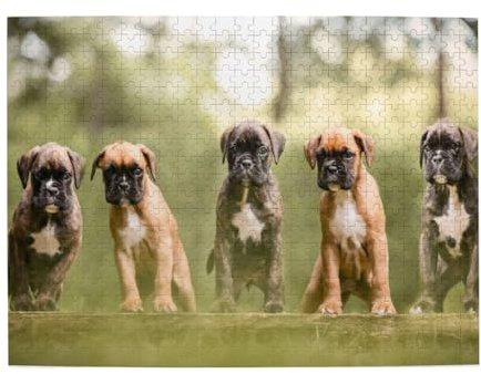 Boxer Dogs Puppies Pets Family Dogs,Adults Elderly Wooden Puzzles Jigsaw Puzzle 500 Pieces