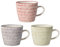 Bloomingville Kaffee-Tassen mit Henkel Isabella Retro Teetasse Vintage ø 9,5 x H 8 cm, rot lavendel grün, Keramik, 3er Set, fasst ca. 280 ml