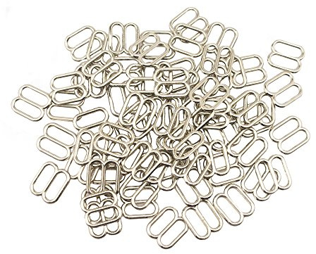 HAND Metal 8 Shape Lingerie Sliders 1 cm x 1 cm, Takes Straps up to 0.8 cm Width, Pack of Approx 50 (12 g) Silver Colour