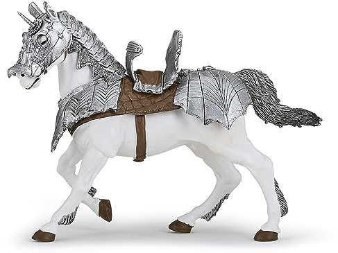 Papo - Realistische Gepanzertes Pferd-Figur - 3 Jahre + - Kollektion Fantastisch & Mittelalterlich - Kreativspiel Ritter - Geschenkidee Spielzeug für Mädchen und Jungen