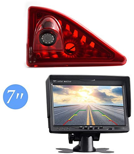 Misayaee HD 720p Dritte Dach Top Mount Bremsleuchte Kamera Bremslicht Rückfahrkamera für Opel Movano B/für Vauxhall Movano B Master MK3 NV400 + 7 Zoll DVD Monitor TFT Bildschirm LKW KFZ LCD Display
