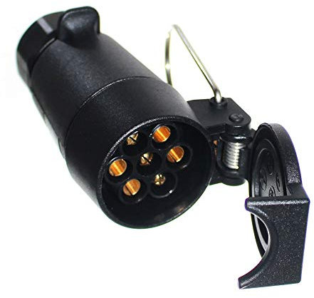 1x 7-polige Kupplungsdose für 12V Anhänger mit Klappe in Steckerform Kontrastecker Verlängerung Dose Neu Old-Harvest