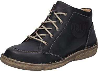 Josef Seibel Damen Schnürstiefeletten Neele 01,Weite G (Normal),Wechselfußbett,Kurzstiefel,uebergangsschuhe,schwarz-Kombi,42 EU