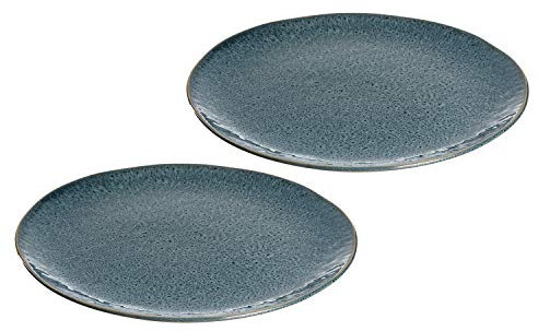 Leonardo Matera Keramik-Teller 2-er Set, spülmaschinengeeignete Speise-Teller, Essteller mit Glasur, 2 runde Steingut-Teller, Ø 27 cm blau, 026995