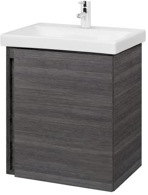 Planetmöbel Waschtisch mit Unterschrank 50 cm, Waschbeckenunterschrank hängend, Soft-Close, Badmöbel Set mit Waschbecken, anthrazit