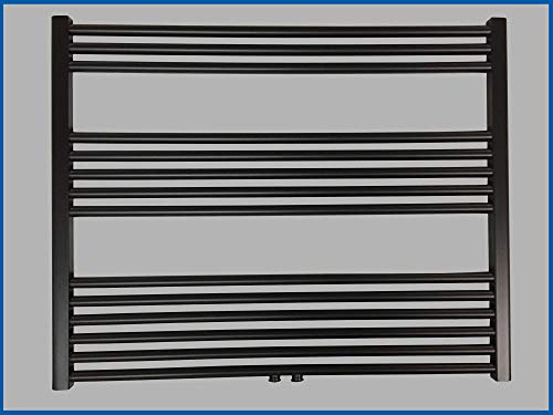 Radiateur de salle de bain SMYRNA PLUS Noir mat- 1000 x 800 mm - Avec raccord central - Pour sèche-serviettes