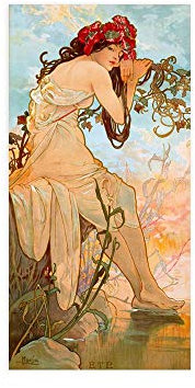 DìMò ART Kunstdruck auf Leinwand Alphonse Mucha été messen 100x50 cm (39,37x19,68 inches)