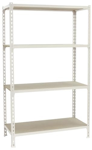 Simonrack Schwerlastregal, Lagerregal, 150x80x40 cm, Metallregal, Kellerregal, Biegestelle 150 kg, 4 Holzfachböden, Weiss/Holz - Maderclick