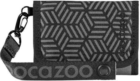 coocazoo Geldbörse, Black Carbon, schwarz, Portemonnaie mit Sichtfenster innen & außen, Münzfach & Kartenfächern, Klettverschluss, ab der 3. Klasse
