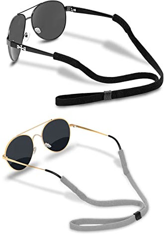 HALF CRESCEN Brillenband (2 Stück) Sport Brillenband verstellbar Sonnenbrillenhalter für Männer Frauen – 2 Stück (schwarz, grau)