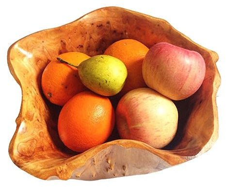 Obstschale aus rund, Rustikale Obstschalen aus Holz Holzschale im Naturschnitt ,Jede Schale kann in Farbton, Maserung und Form stark vom Foto abweichen Unregelmäßig Design Obstkorb Tischdeko Deko
