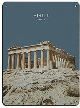 QQIAEJIA Athens Park Griechenland Party Schilder Wanddekoration Kunst Vintage Metall Blechschild Druck Home Office Klassenzimmer Wandkunst 16x12in (40x30cm)