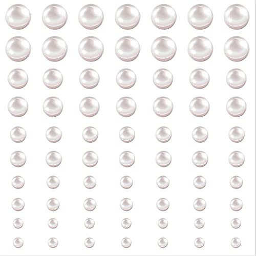 Selbstklebende Halbperlen, OTTYMO 10 Stück Perlen Aufkleber ABS Perlen Sticker Hochzeit Selbstklebende Perlen Aufkleber Festival Klebeperlen 4 Arten Größen Klebeperlen zum Basteln