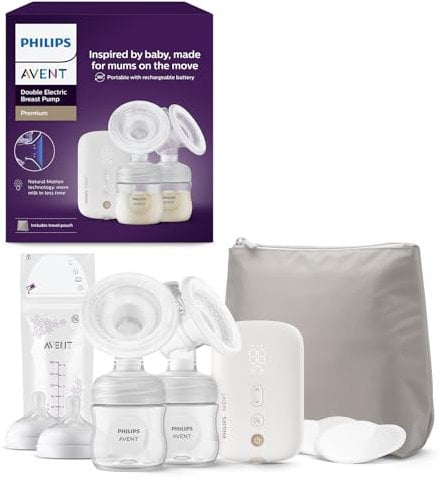 Philips Avent Double Electric Breast Pump, Hospital Strength and Rechargeable Motor, Inspired by Baby's Natural Suckling, Travel Bag, Model SCF398/31
