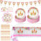 OSDUE Vajilla de Fiesta, 91 Piezas unicornio Juego de Vajilla para Fiesta, Vajilla de Fiesta para Niños Platos y Servilletas,Decoración para Tartas, Bandera, para Compromiso,Boda Aniversario