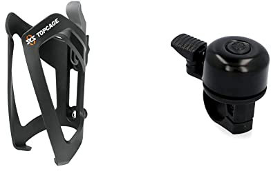 SKS GERMANY TOPCAGE Flaschenhalter & Fischer Mini Fahrradglocke, schwarz, One Size