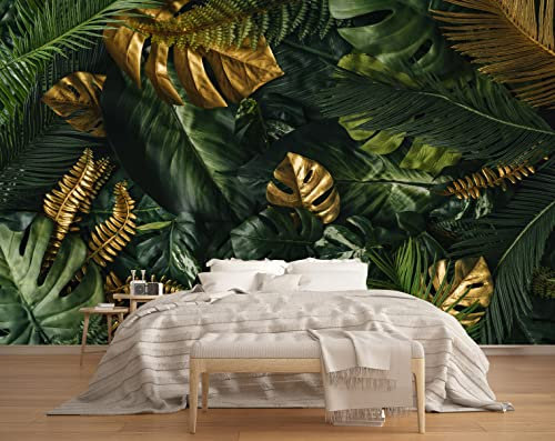 MFWFM Tropical Wallpaper Jungle Banana Leaf Wall Mural Wallpaper for Living Room (Not Peel n' Stick)