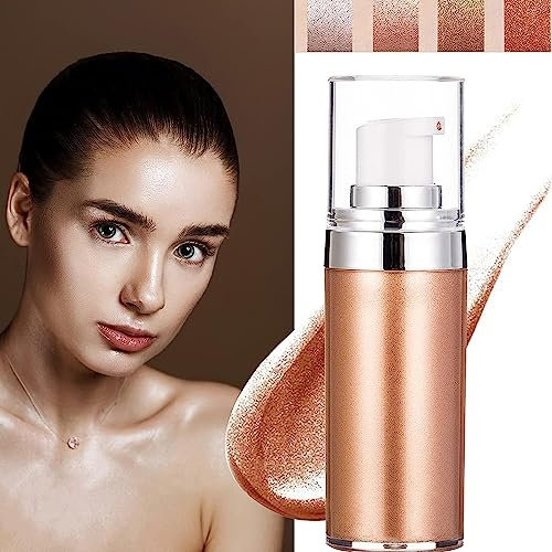 Body Contour Highlighter Makeup, Body Cream Liquid Highlighting Drops, Waterproof Bronzer, Glow Illuminator, Shimmer Moisturizer Lotion Long-lasting Shine Brighten, For Face & Body(#02 Rose Gold)