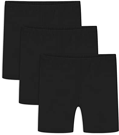 Auranso 3 Paar Radlerhose Kinder Kurze Hose Mädchen Baumwolle Shorts Sporthose Leggings 128 134 140 146 152 158 164 7-8 Jahre Schwarz