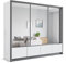 Kleiderschrank mit Schubladen Schrank mit Spiegel und Schiebetür 2-türig mit vielen Einlegeböden und Kleiderstange Gaderobe Schiebtüren Schlafzimmer - Wohnzimmerschrank SILU (Weiß, 254 cm)