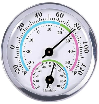 Termometro Analogico con Igrometro,Igrometro Analogico e Termometro da Interno 2 in 1,Termometro Igrometro,Ambiente Misuratore di Umidità,Ampiamente Utilizzate in Casa,Giardino,Serra o Veranda,Colore