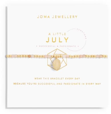 Joma Jewellery A Little Birthstone Gold JULY SUNSTONE Bracelet | 17.5cm Stretch Adjustable Wrist Stacking Bracelet
