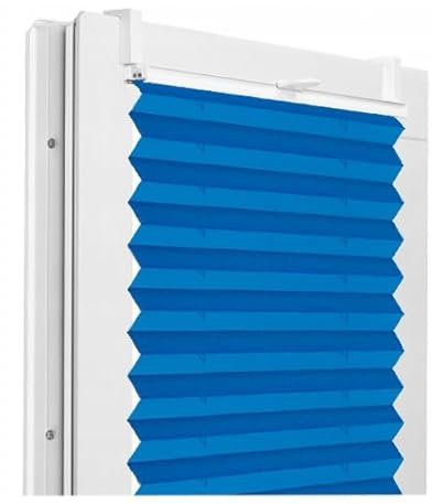 Fenster DEKOR - Plissee Klemmfix ohne Bohren Breite 125 cm x Höhe 130 cm - Fenster Plissees innen Blau - Faltrollo Blickdicht - Faltrollos einfach zu montieren - Blissett Rollo