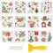 WANDIC 12 Stück ‌Weihnachtsrose Rub On Sticker Weihnachten, Blumen und Pflanzen Winter Wasserdichte Aufkleberfür Scrapbook Tagebuch Planer Album,15 * 15cm
