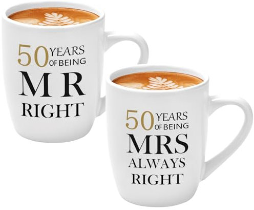 Joymaking 50. Goldenen Hochzeit Geschenke für Paar Eltern Großeltern, 11oz keramische Kaffeetasse Geschenke 50. Hochzeitstag für Eltern Freunde Kaffeebecher Geschenk Jahrestag Weihnachten Valentinstag