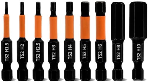 Meccion Sechskant Schraubendreher Bit Satz 50mm Länge 9 Stück H1,5-H10 Hex Magnetischer Schlagschrauber Bit Set, 1/4 Sechskantschaft