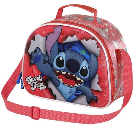 Disney Stitch, Bolsa Portamerienda 3D, 25.5 x 20 cm, Rosa Thing