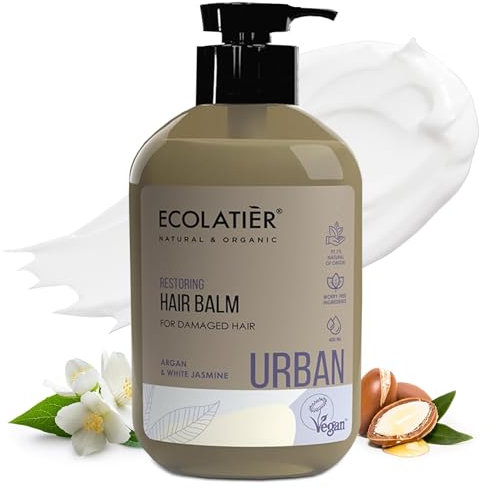 Haarbalsam Reparatur für Geschädigtes Haar – Mit Arganöl & Jasmin, Tiefenpflege, 97.5% Natürliche Inhaltsstoffe, Vegan, Tierversuchsfrei – 400 ml/Ecolatier