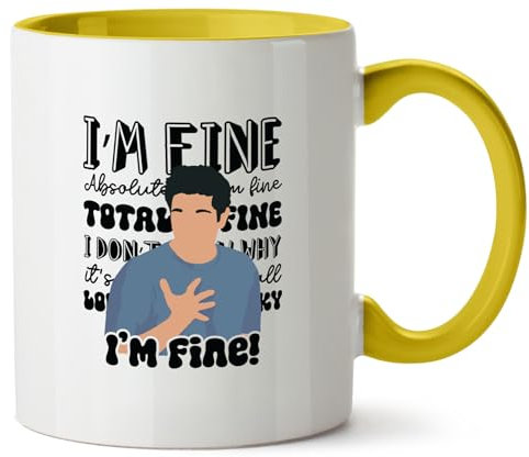 Hippowarehouse Ross I'm Fine Printed Mug Various Colour Options Ceramic Cup Kitchenware 11oz