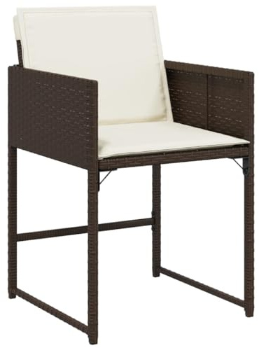 vidaXL Gartenstühle 4 STK., Gartenstuhl mit Kissen, Gartensessel Stuhl für Garten Balkon Terrasse, Sessel Stuhlset Gartenmöbel, Braun Poly Rattan