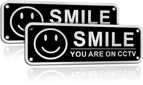 TAKULA Self Adhesive Sticker-Smile Your Camera Signs,6 * 2Inch Warning Signs-Ideal for CCTV Sign to Prevent Trespassing on Private Property