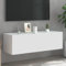 OHOOWOO Mobile TV a Parete con Luci LED Bianco 100x35x31 cm,Mobile TV a Parete Sospeso LED Moderno con Ampio Spazio Portaoggetti Bianco 100 cm
